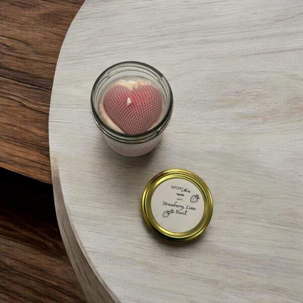 Strawberry, Lime & Basil scent - heart candle