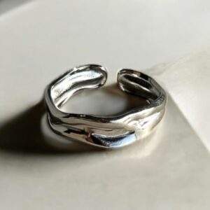 Silver Wave Ring, silber - Edelstahl, verstellbar