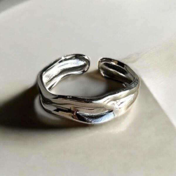 Silver Wave Ring, silber - Edelstahl, verstellbar