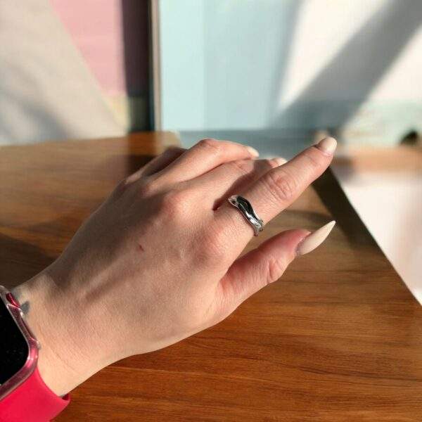 Silver Wave Ring, silber - Edelstahl, verstellbar - Image 2