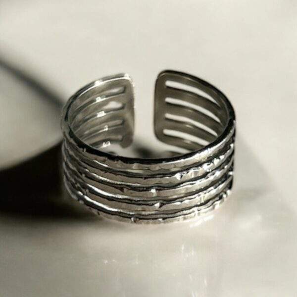 Infinite Lines Ring silber - Edelstahl, verstellbar