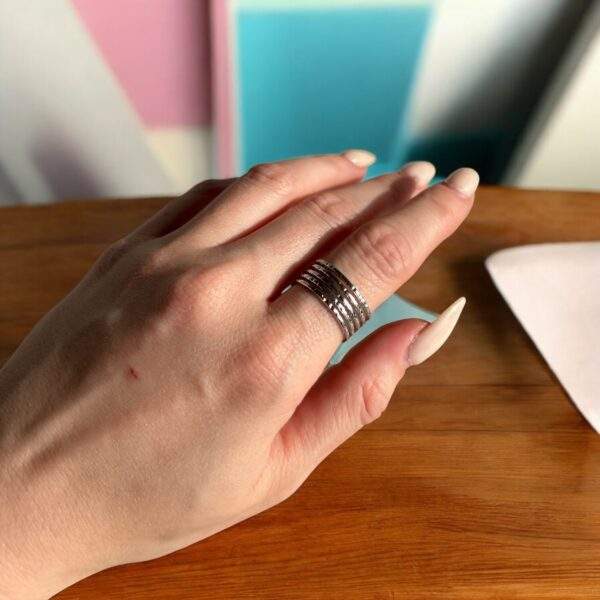 Infinite Lines Ring silber - Edelstahl, verstellbar - Image 2