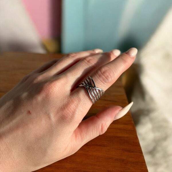 Mystic Loop Ring silber - Edelstahl, verstellbar - Image 2