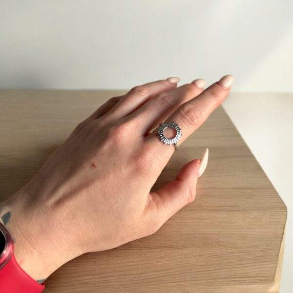 Radiant Halo Ring silber - Edelstahl, verstellbar - Image 2