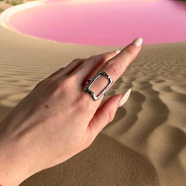 Silver Frame Ring silber - Edelstahl, verstellbar - Image 2
