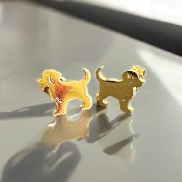 Hunde Ohrringe - gold, Edelstahl