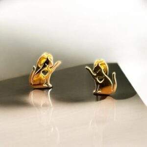 Katzen Ohrringe - gold, Edelstahl