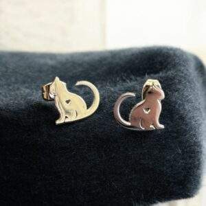 Katzen Ohrringe - silber, Edelstahl