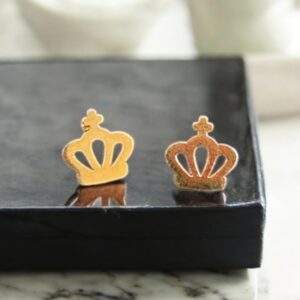 Crown Ohrstecker - gold, Edelstahl