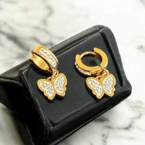 sparkle Butterfly Creoles - gold, Edelstahl