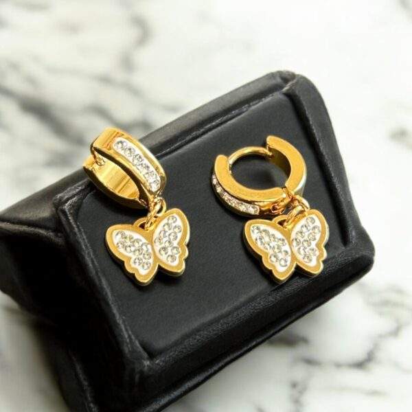 sparkle Butterfly Creoles - gold, Edelstahl