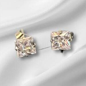 Statement Crystal Square Ohrstecker silber - Edelstahl, Wasserfest