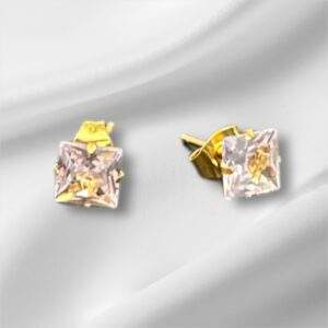 Statement Crystal Square Ohrstecker gold - Edelstahl, Wasserfest