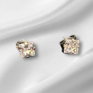 Elegant Crystal Square Ohrstecker silber - Edelstahl, Wasserfest