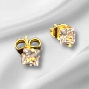 Petite Crystal Square Ohrstecker gold - Edelstahl, Wasserfest