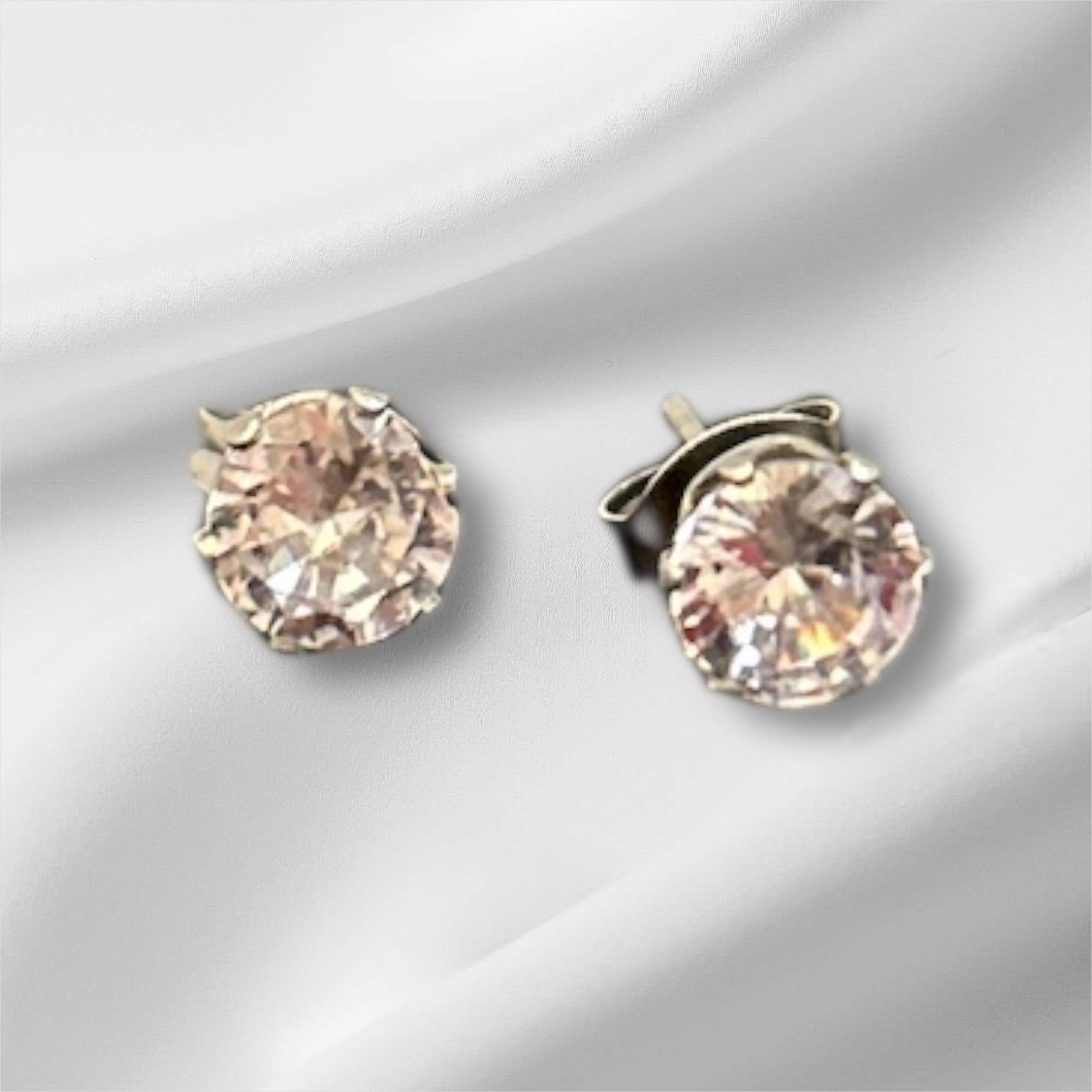 Statement Crystal Round Ohrstecker silber - Edelstahl, Wasserfest