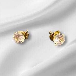 Elegant Crystal Round Ohrstecker gold - Edelstahl, Wasserfest