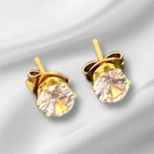 Statement Crystal Round Ohrstecker gold - Edelstahl, Wasserfest