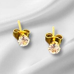 Petite Crystal Round Ohrstecker gold - Edelstahl, Wasserfest