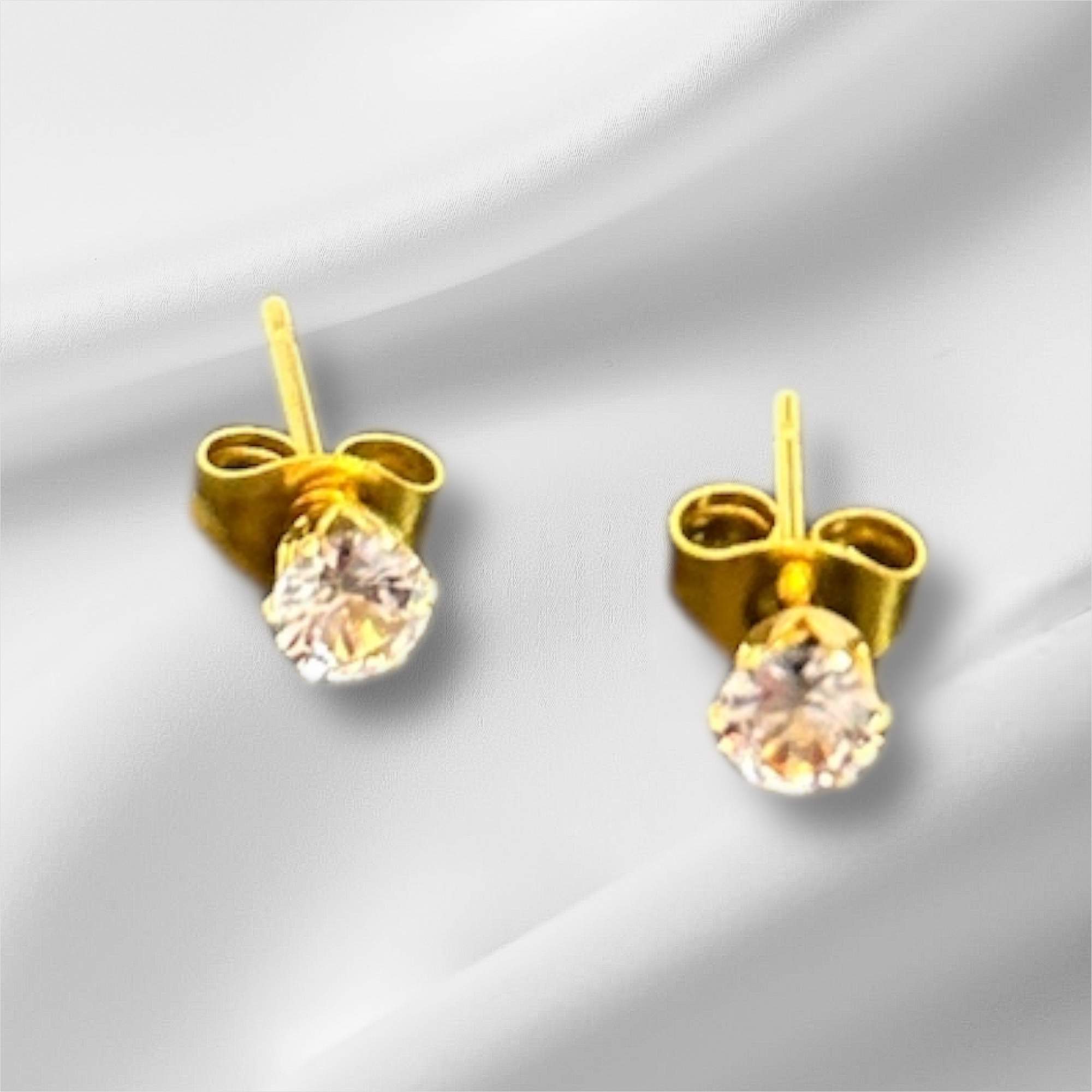 Petite Crystal Round Ohrstecker gold - Edelstahl, Wasserfest