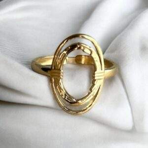 Orbit Lines Ring gold - Edelstahl, verstellbar