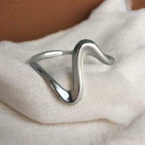 Wavy Touch Ring silber - Edelstahl, verstellbar