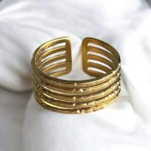 Infinite Lines Ring gold - Edelstahl, verstellbar