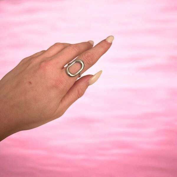 Daring Curve Ring silber - Edelstahl, verstellbar - Image 2