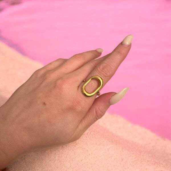 Daring Curve Ring gold - Edelstahl, verstellbar - Image 2