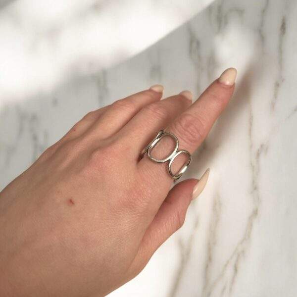 Sculpted Aura Ring silber - Edelstahl, verstellbar - Image 2