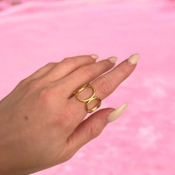 Sculpted Aura Ring gold - Edelstahl, verstellbar - Image 2