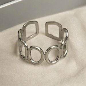 Geo Fusion Ring silber - Edelstahl, verstellbar