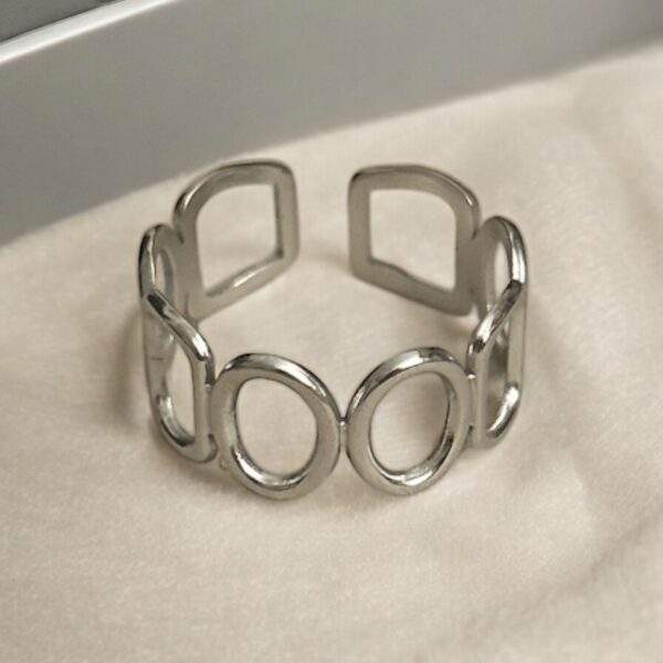 Geo Fusion Ring silber - Edelstahl, verstellbar