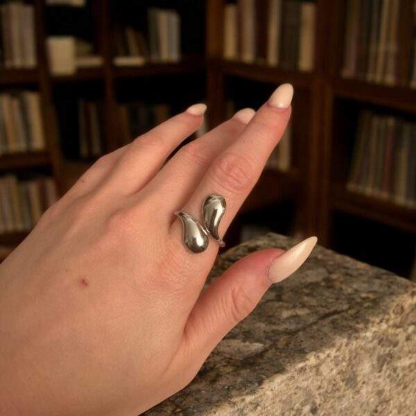 Echo Wave Ring silber - Edelstahl, verstellbar - Image 2