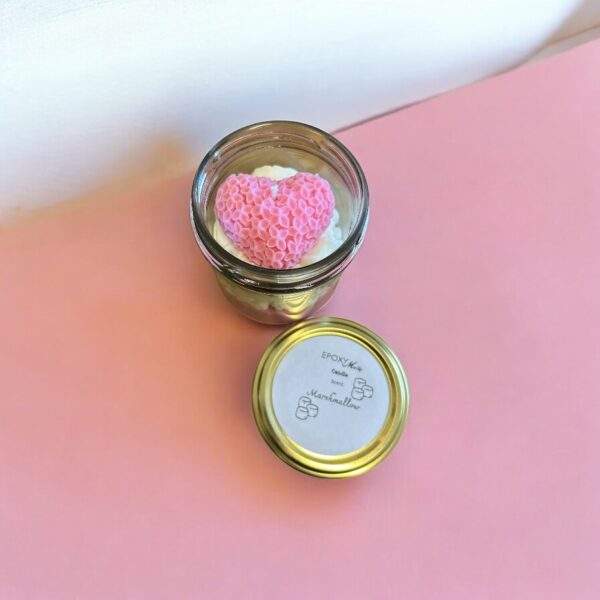 Marshmallow Duft - Blumen Herz Kerze