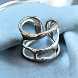 Liquid Silver Ring silber - Edelstahl, verstellbar