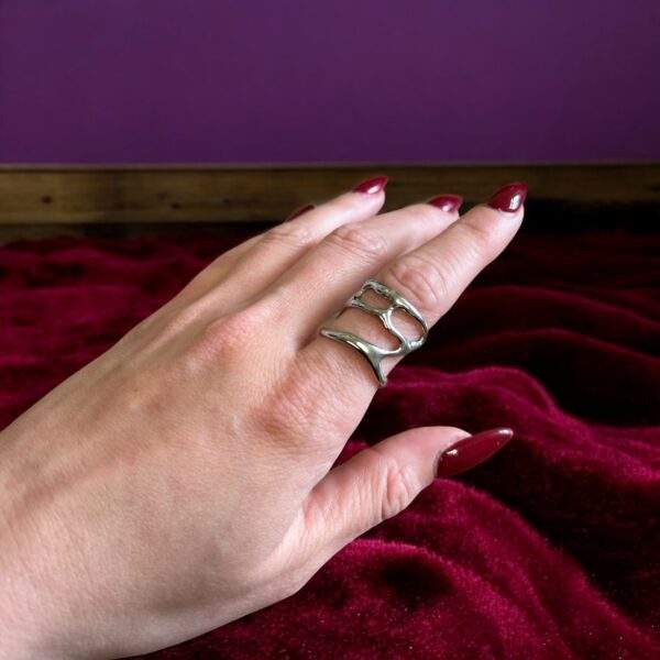 Liquid Silver Ring silber - Edelstahl, verstellbar - Image 2