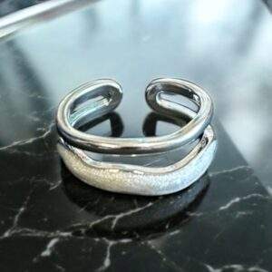 Wave Duo Ring silber - Edelstahl, verstellbar