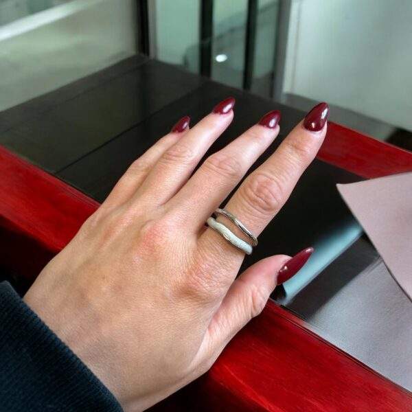 Wave Duo Ring silber - Edelstahl, verstellbar - Image 2