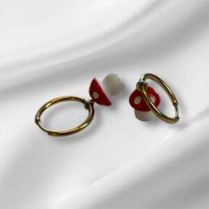 Lucky Mushroom Hoops gold - Edelstahl, Wasserfest