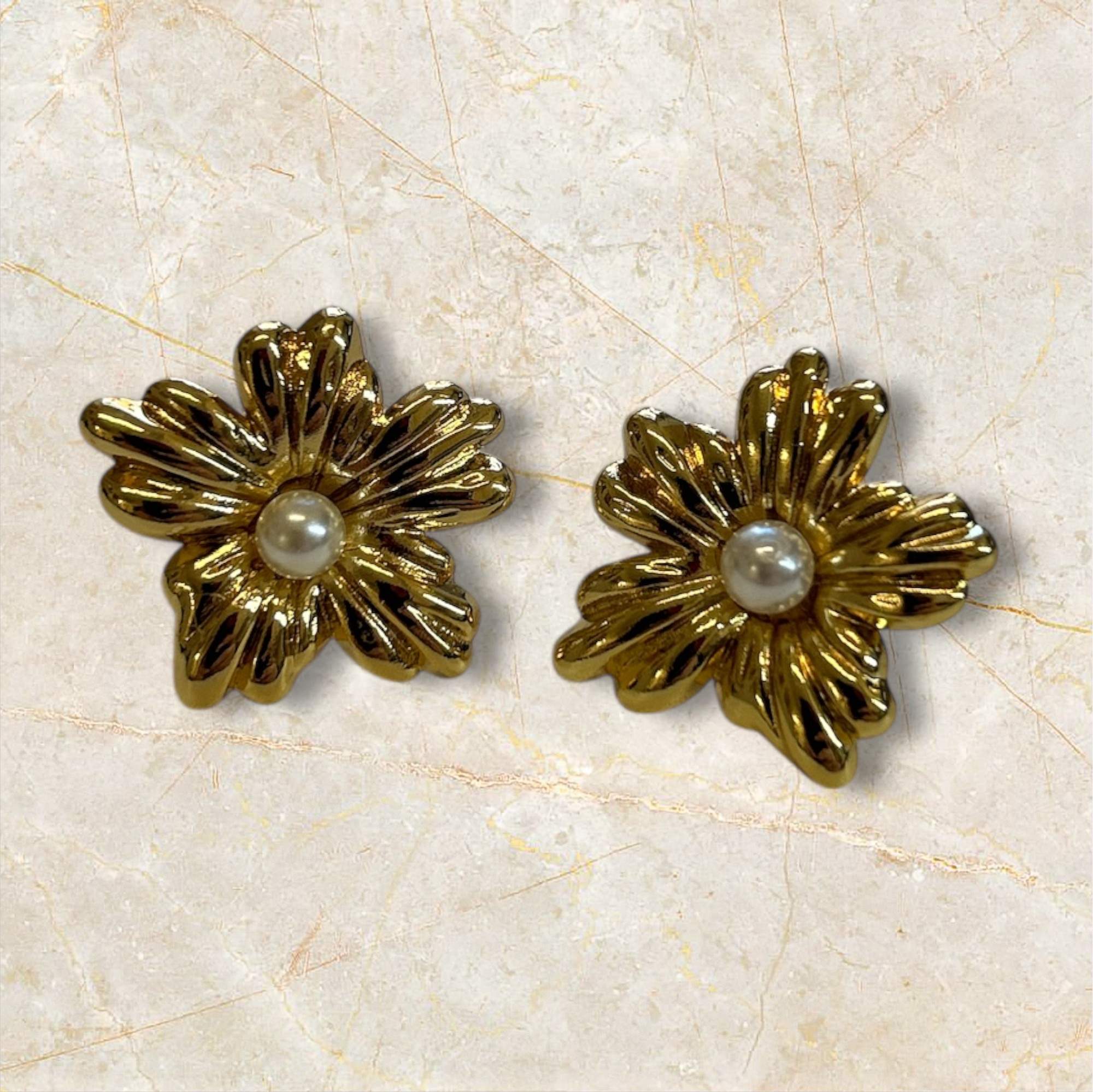 Vintage Blossom Ohrringe gold - Edelstahl, Wasserfest