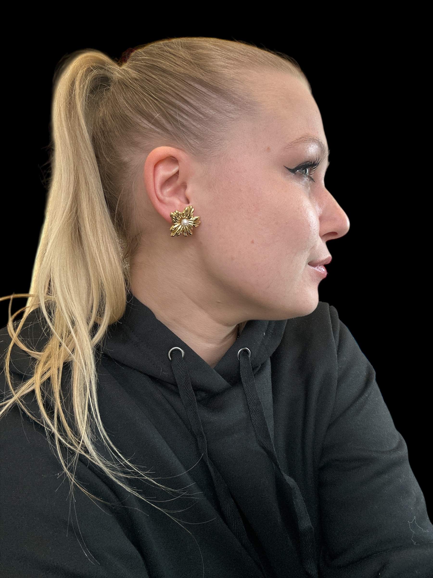 Vintage Blossom Ohrringe gold - Edelstahl, Wasserfest - Image 2