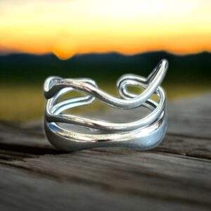 Ocean Flow Ring silber - Edelstahl, verstellbar
