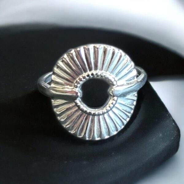 Sun Disc Ring silber - Edelstahl, verstellbar