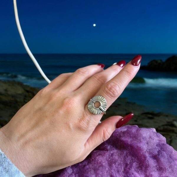 Sun Disc Ring silber - Edelstahl, verstellbar - Image 2