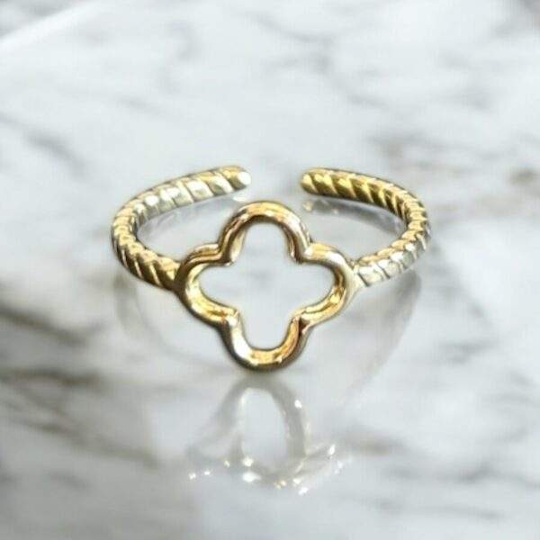 Clover Shine Ring gold - Edelstahl, verstellbar