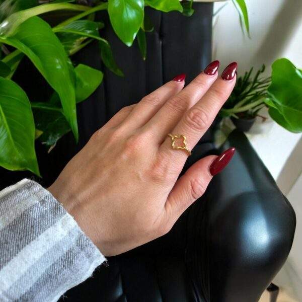 Clover Shine Ring gold - Edelstahl, verstellbar - Image 2