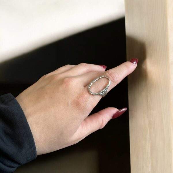 Moon Mirror Ring silber - Edelstahl, verstellbar - Image 2