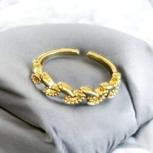 Golden small leaf Ring - Edelstahl, verstellbar