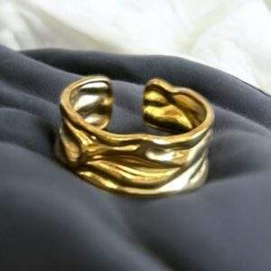 Liquid Metal Ring gold - Edelstahl, verstellbar